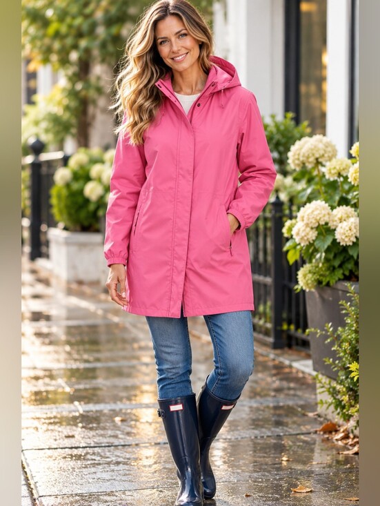 Lands' End Jackets & Blazers - Lands’ End Pink Hooded Rain Jacket Women’s Medium 10-12 Lightweight Coat